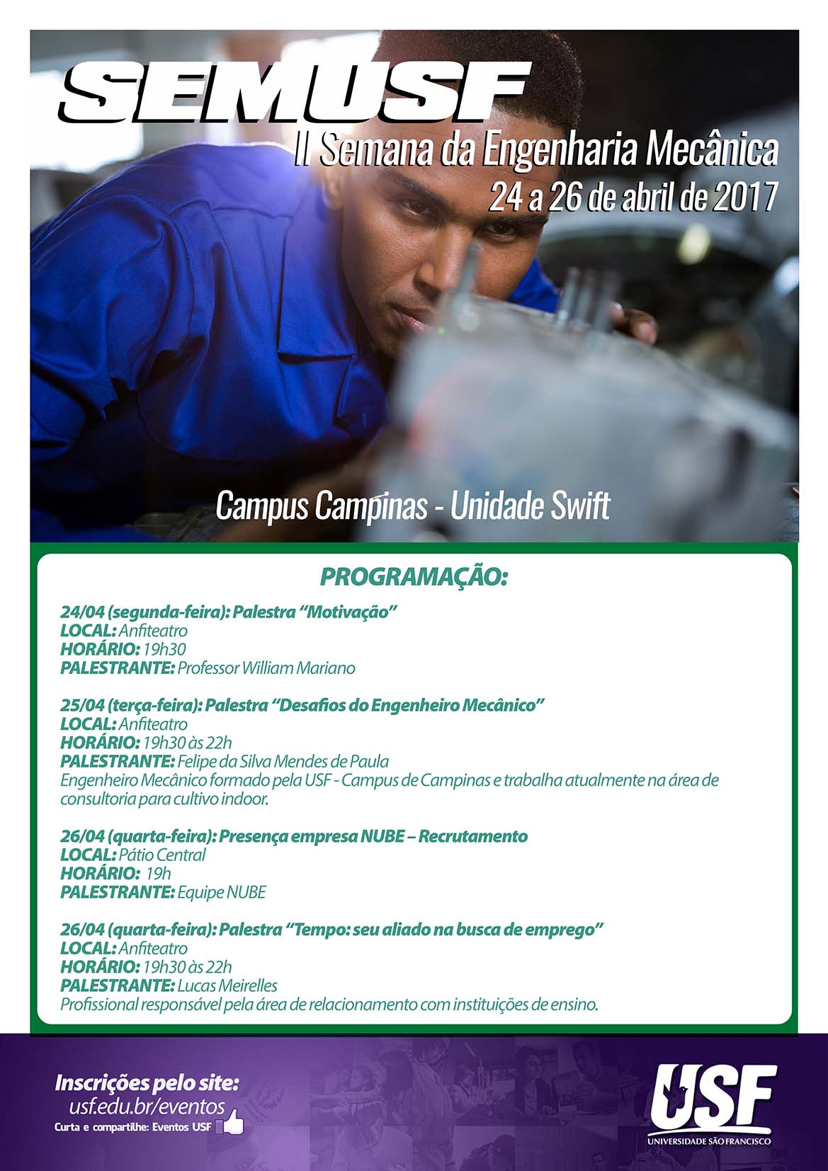 SEMUSF – Semana da Engenharia Mecânica – Campus Campinas