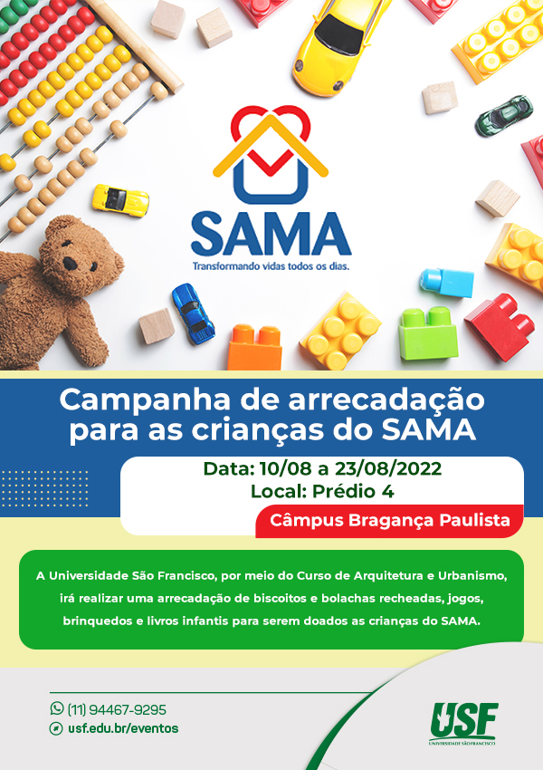 Campanha de arrecadação para as crianças do SAMA